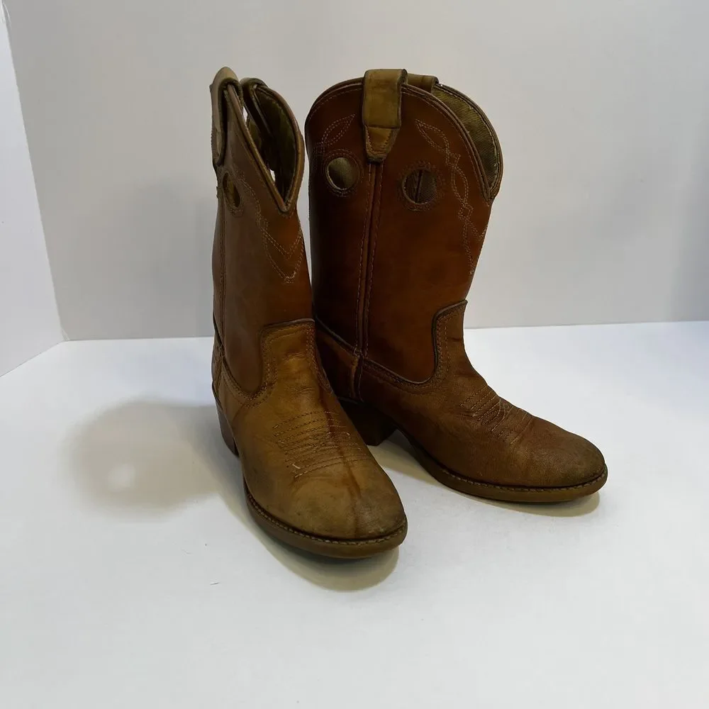 Vintage Dingo uni-sex tan w/ detail stitching 11.5‎ D kids cowboy boots